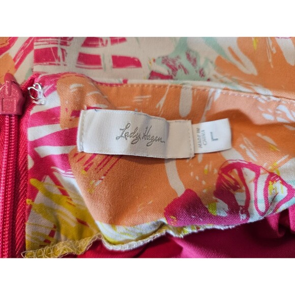 Lady Hagen coral pink palms back zip stretch skort *Sz L* - Picture 10 of 12